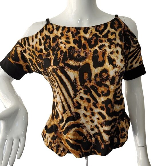 INC International Cold Shoulder Tunic Top Animal Print Poly Knit Women Small NWT - Picture 4 of 9